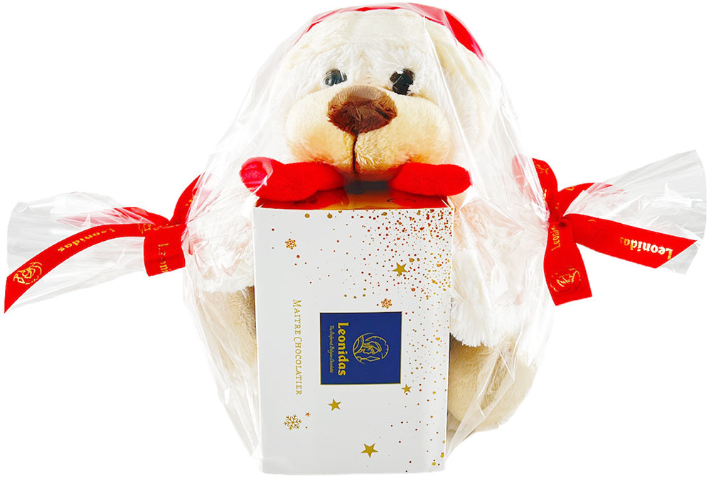 Kerstbeer + 250g pralines ingepakt