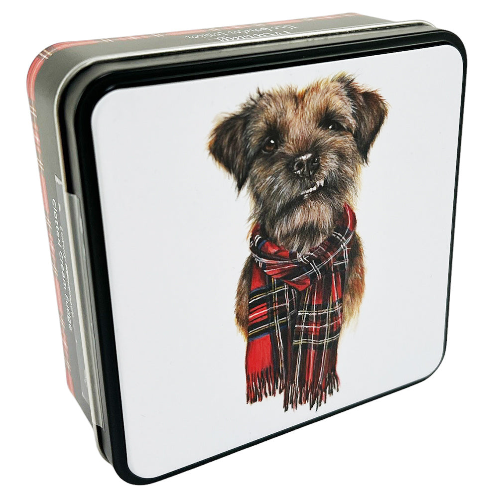 Tin Vanilla Fugde Border Terrier 120g schuin