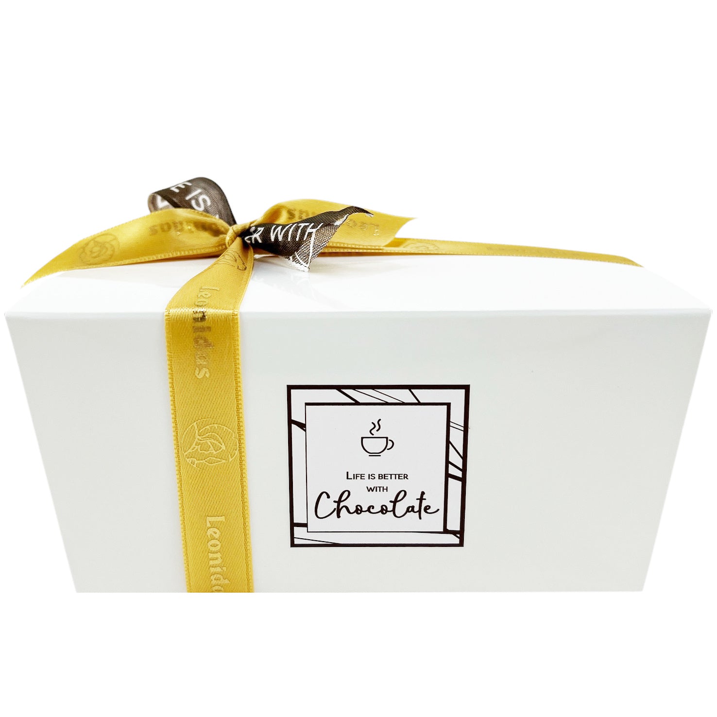 Witte ballotin 500g Life is better ingepakt voor
