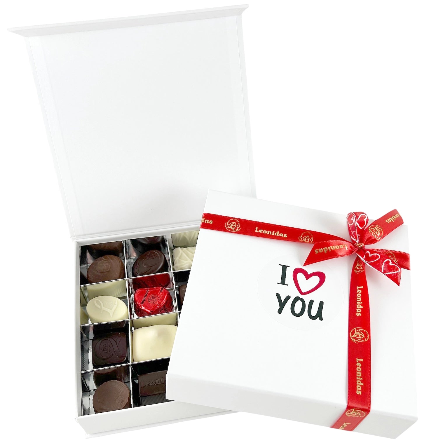 Witte doos 16 pralines I love You studio