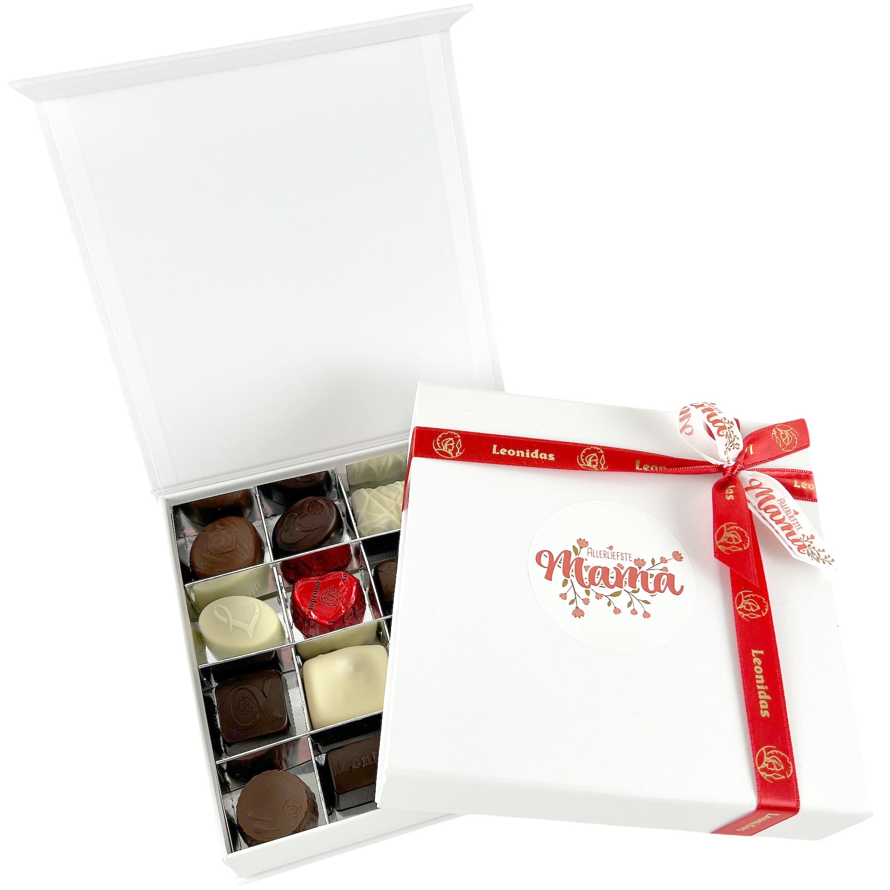 Witte doos 16 pralines Mama studio